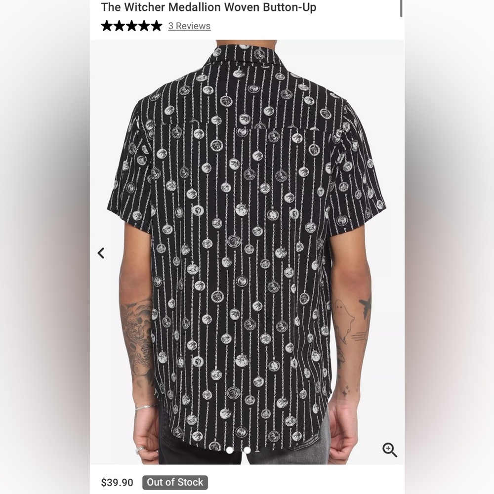 Witcher Hot Topic Button Up Shirt - Picture 2 of 7